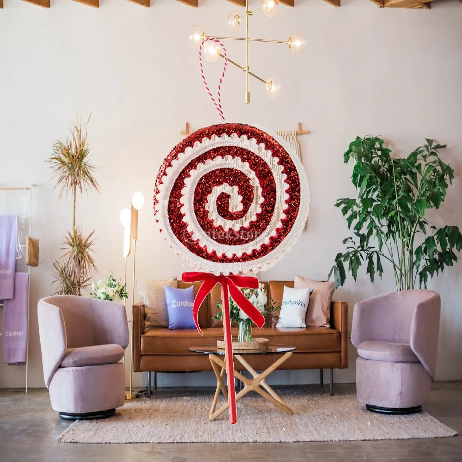 Large Candy Christmas Tree Ornament Lightweight Pendant Decorative Doll Christmas Ball for New Year Party Dorm Apartment