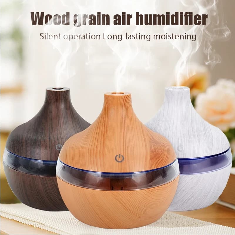 300ML Grano di Legno Umidificatore Olio Essenziale Diffusore di Fragranze Casa Ad Ultrasuoni Aroma umidificatori USB Nebbia Fredda Spruzzatore