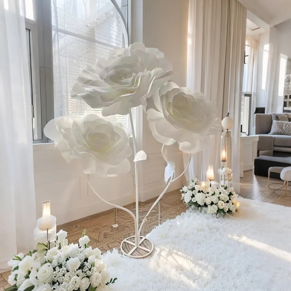 Fiore di schiuma finta Rosa artificiale Schiuma gigante Fiore grande Fiore di nozze in stile europeo Decorazione da parete Design di sfondo per finestra