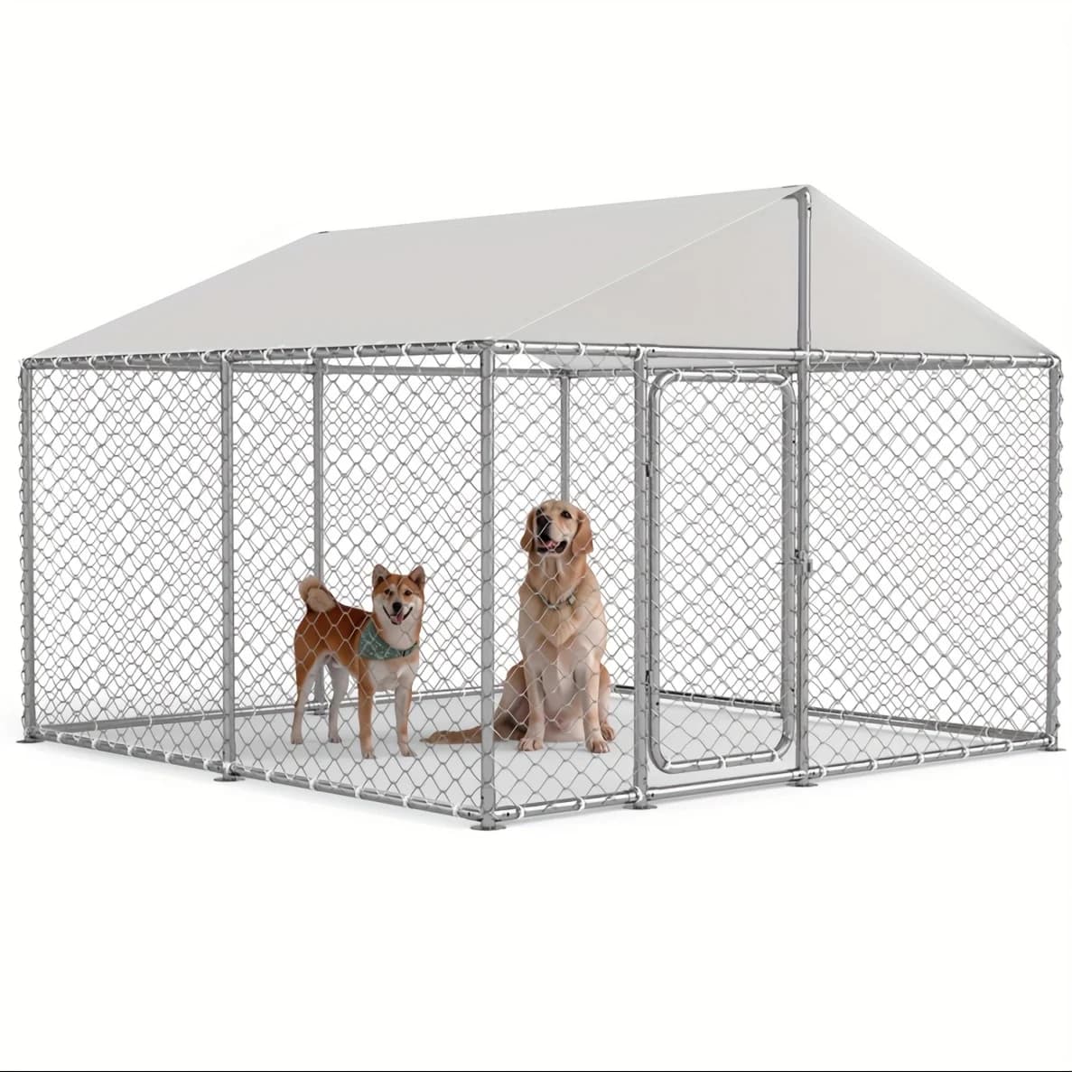 Recinto per Cani da Esterno Resistente con Copertura Anti-UV e Cancello Bloccabile di Sicurezza - Box per Cani per B