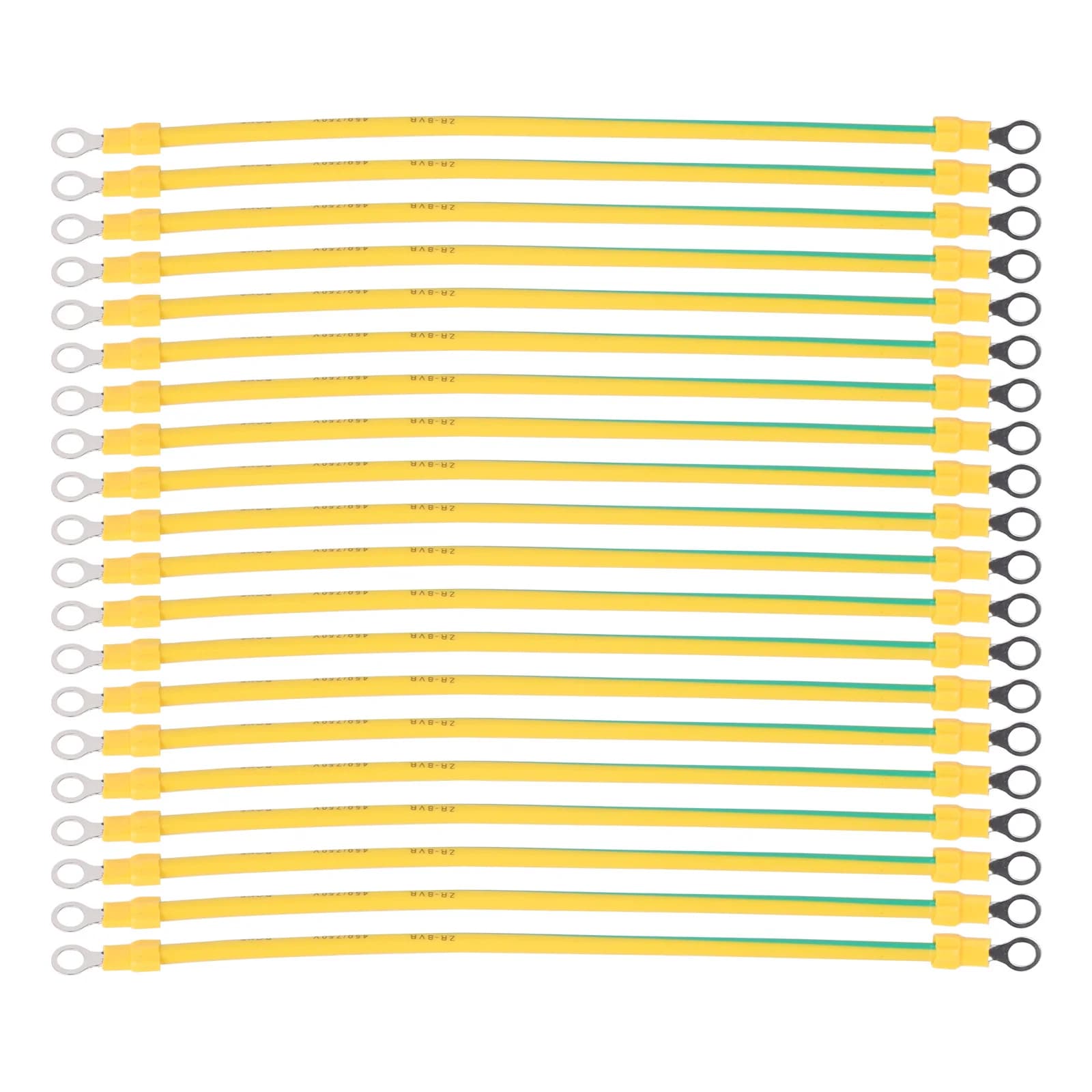 20Pcs Yellow Green Ground Wire Solar Photovoltaic Panel Ground Wire With O Ring Terminal 2.5/4/6 Square 14/12/10AWG