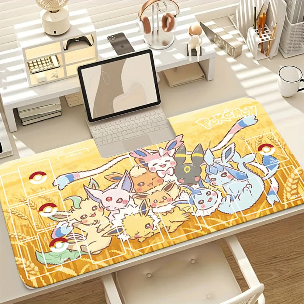 Pokemon Eevee Tutte le Evoluzioni Pixel Art Campo di Grano Tappetino da Gioco TCG Grande Antiscivolo Tappetino per Mouse da Gaming Tappetino da Scrivania