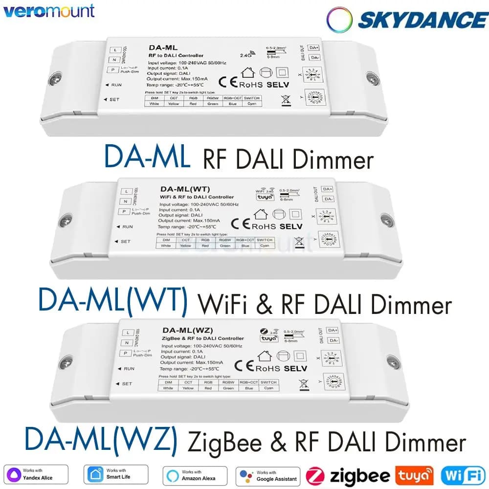 Skydance WiFi ZigBee 2.4G RF DALI Dimmer Tuya Smart APP Controllo cloud DA-ML DA-ML(WT) DA-ML(WZ) per striscia LED RGB/RGBW/CCT
