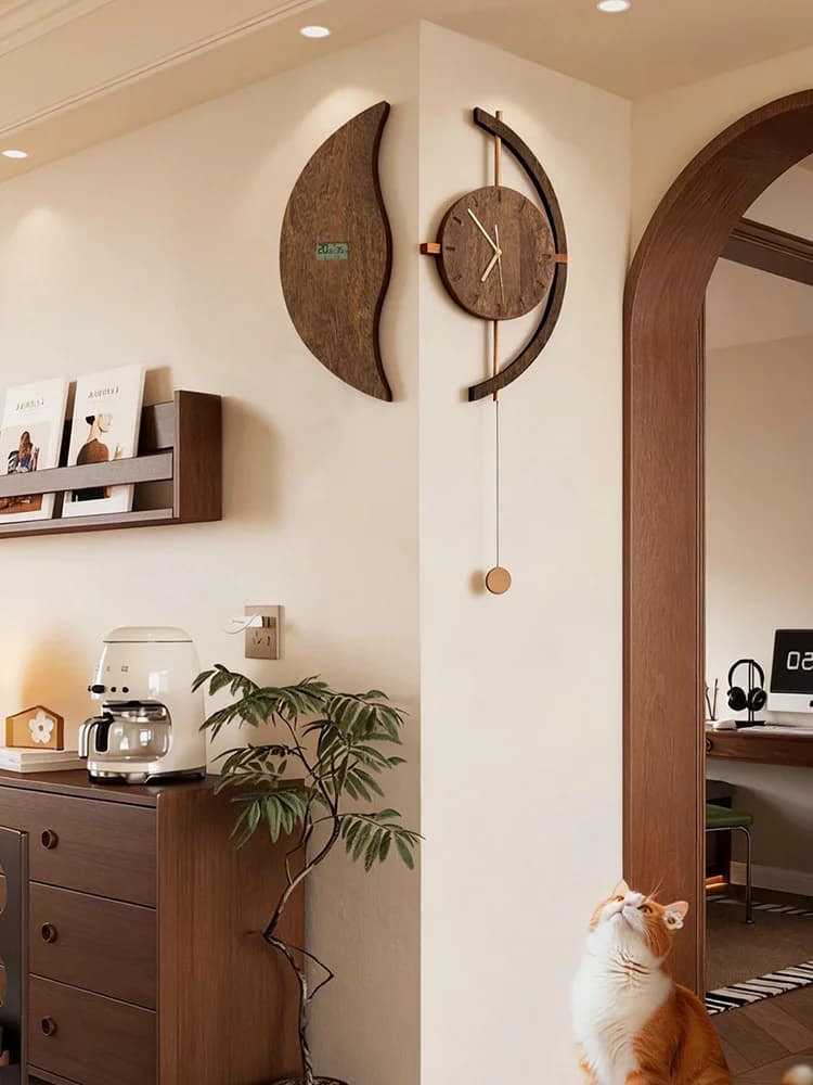 Orologio da Parete in Legno Massello Stile Medievale, Nuovo Orologio di Lusso Creativo per Soggiorno
