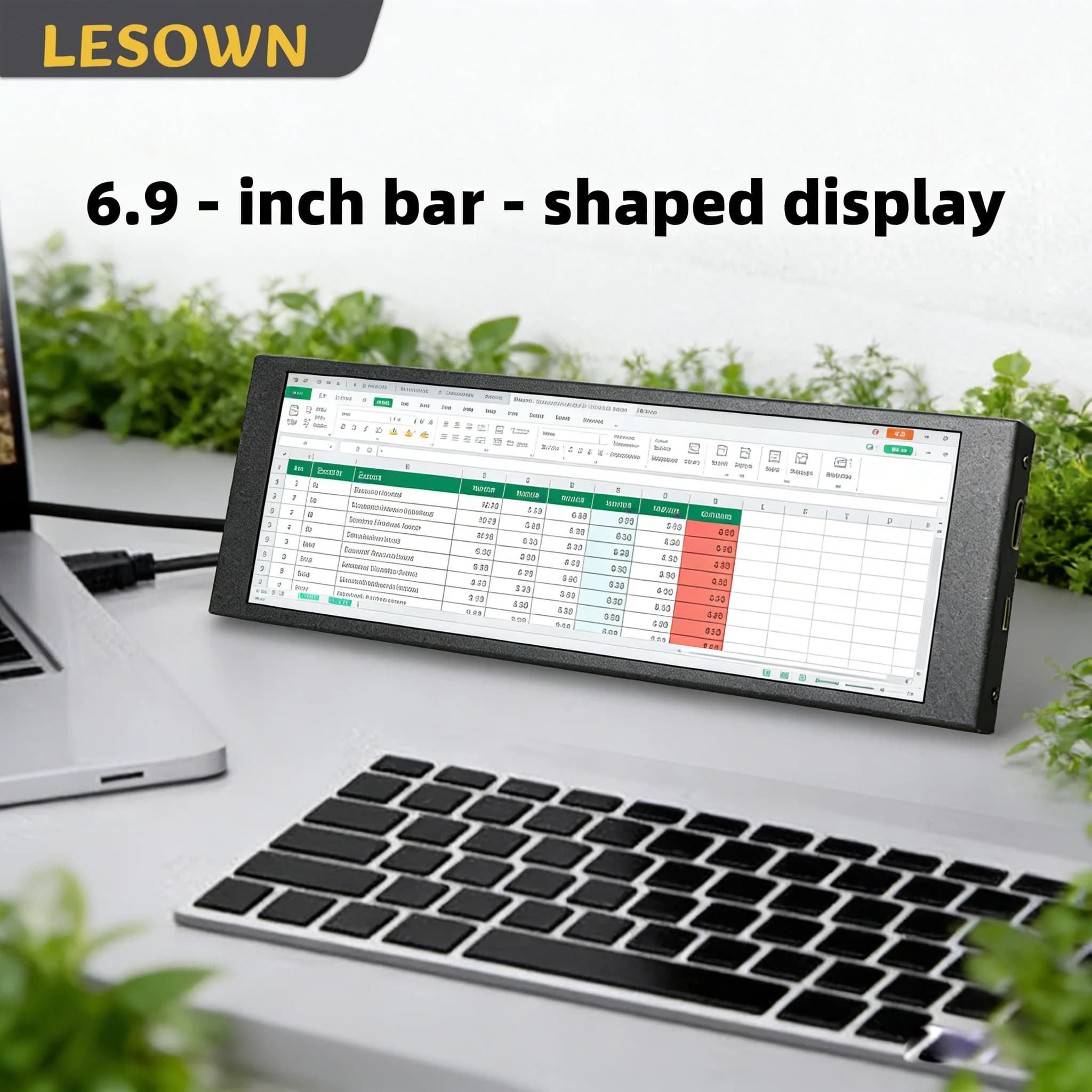 LESOWN Portable Monitor 6.9 7.9 8.8 11.3 Inches, Secondary External Screen for Raspberry Pi, Excel, Laptop