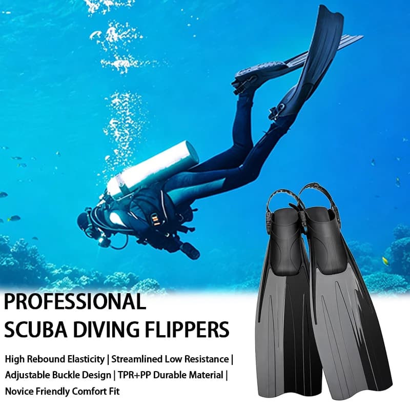 Pinne per apnea e immersioni subacquee: rimbalzo elevato, regolabili per principianti, efficienza aerodinamica, TPR + PP, flipper per lo snorkeling