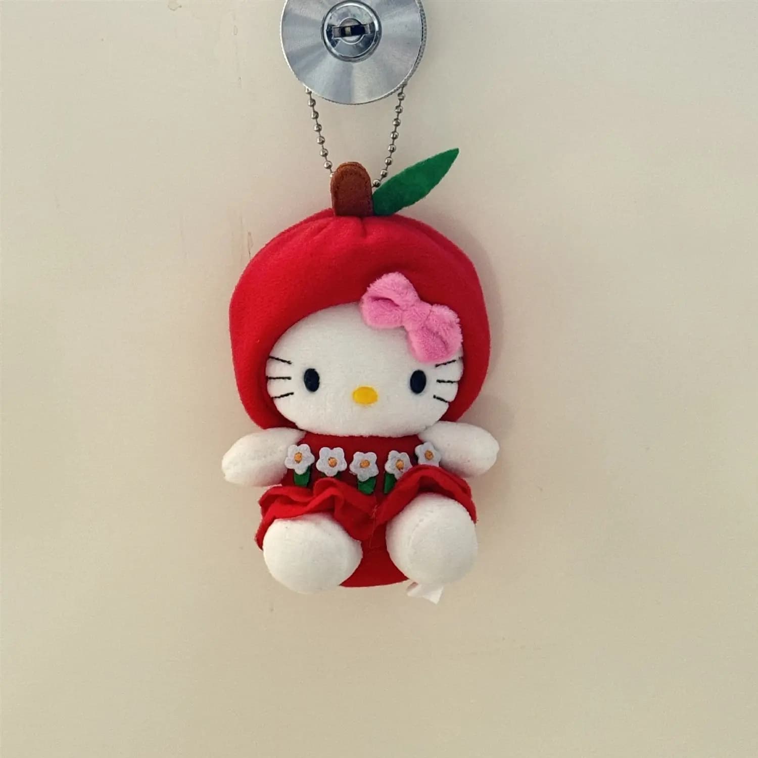 Hello Kitty Apple Head Flower Dress Cartoon Plush Stuffed Toy Keychain Handbag Pendant Decoration Cute Birthday Gift for Friends