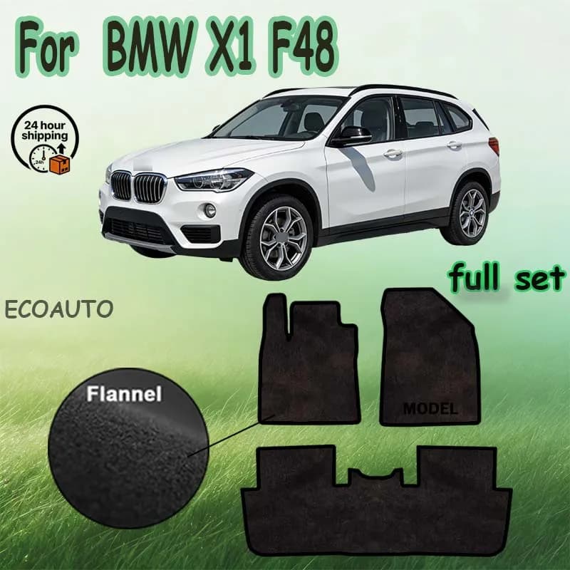 Nylon Suede Velour rugs set for BMW X1 F48 SUV (2015-2019) -Black