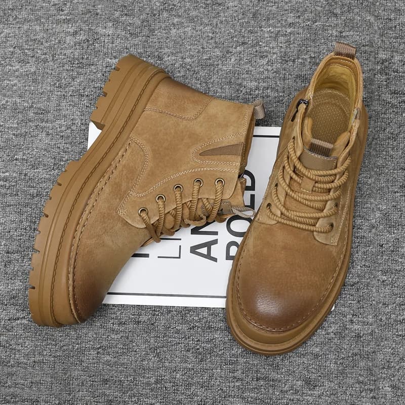 Nuove scarpe da uomo Stivaletti in vera pelle Scarpe casual alte Stivaletti corti con suola spessa