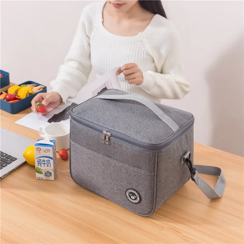 Borsa termica portatile con tracolla, borsa per il pranzo, borsa per il pranzo impermeabile ispessita per studenti