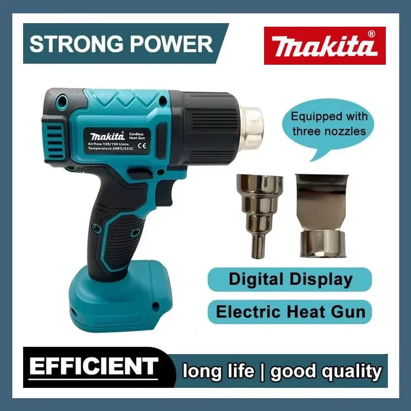 Pistola termica per il controllo della temperatura Makita 550 ° Pistola ad aria calda portatile senza fili C con ventilatore termico per saldatura con display a LED 18V