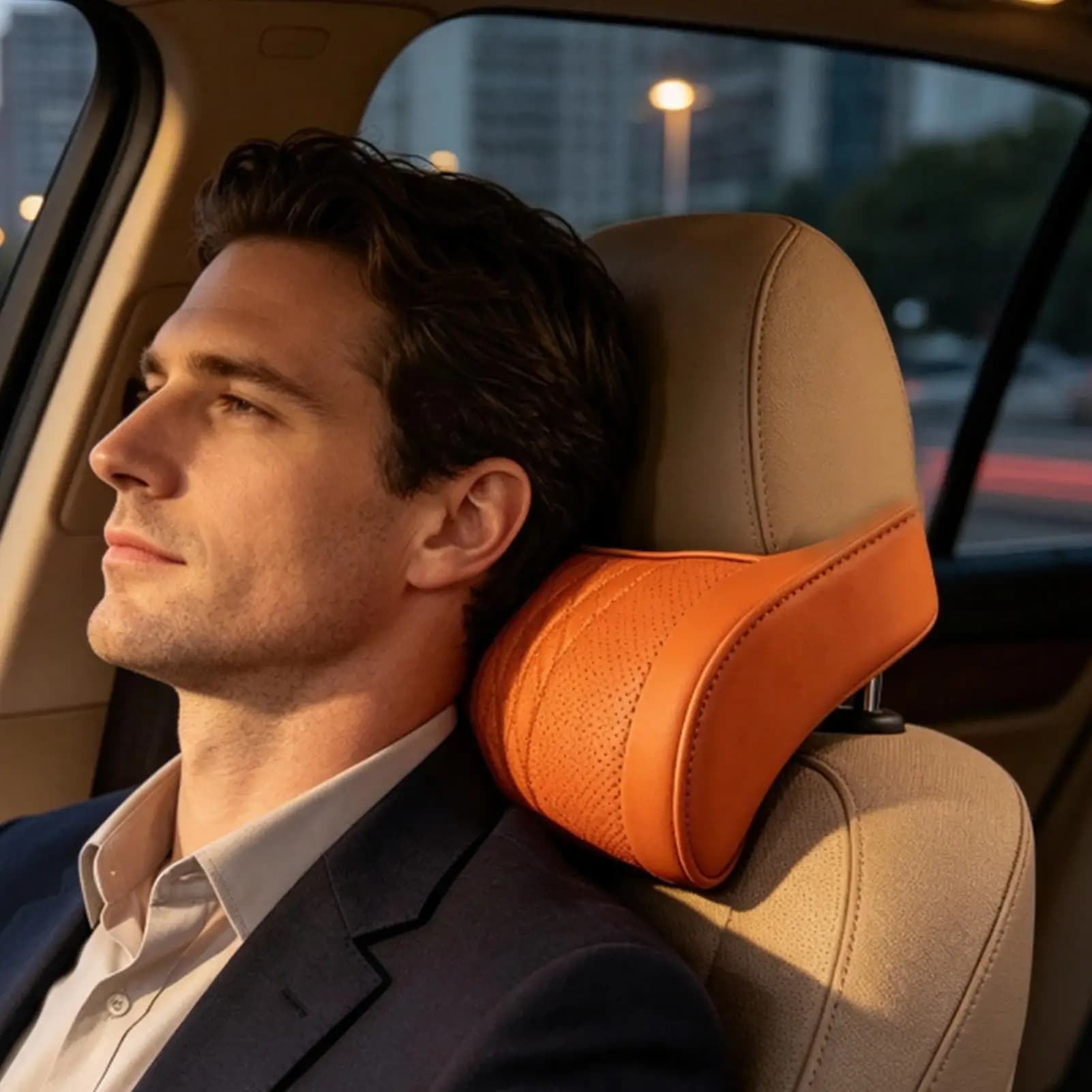 Car Neck Support Headrest Cushion 2026 PU Leather Memory Foam Automotive Travel Neck Pillow for Vehicle SUV Sedan