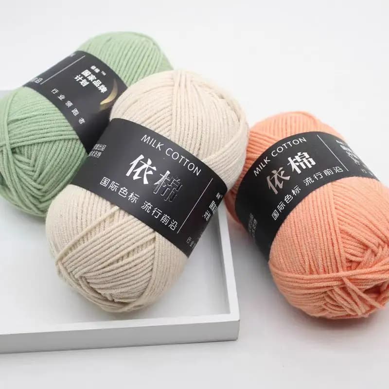 Set da 4 strati da 50 g di filato di cotone al latte per lavorare a maglia, ricamo, Lanas tinti, maglione artigianale all'uncinetto, cappello, bambole, budget