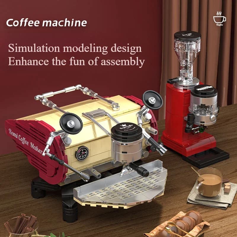 Coffee Maker Building Block Kit for Adult,Retro Display Collection, Model Set and Ideas Gift, Vintage