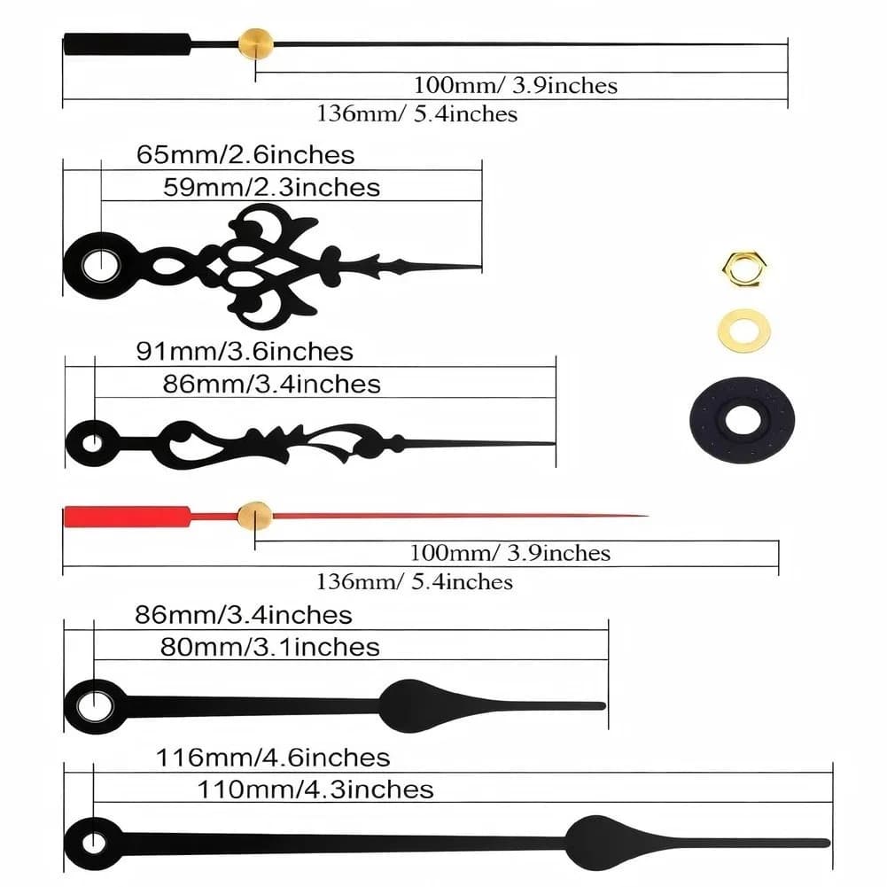 Quartz Pendulum Clock Movement Kit for Repair or New Assembly with Black Red Styling and Compatibility Panel Thicknesses