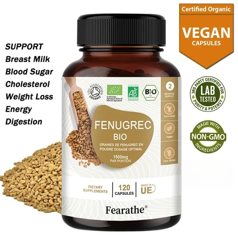Organic Greek hay capsules with vitamins and calcium - 100% vegan Greek hay powder supplement for women and men