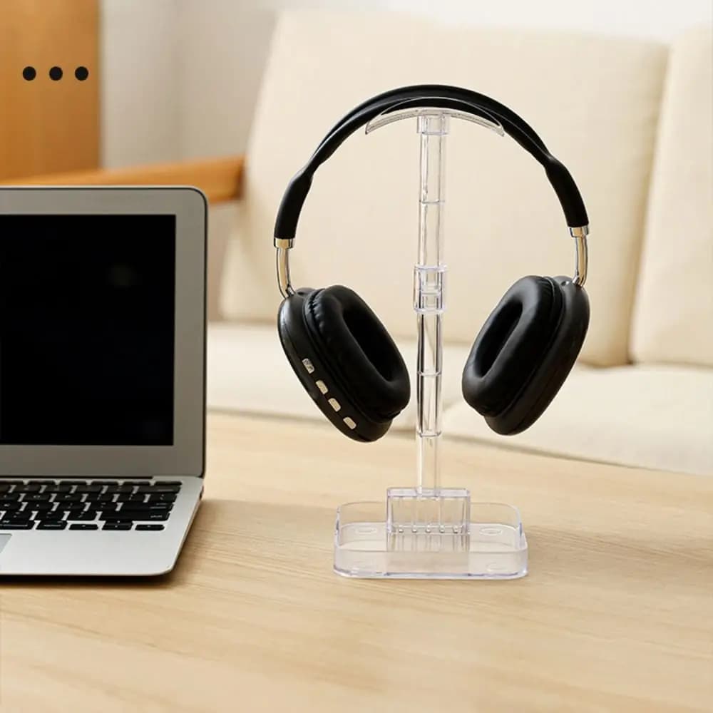 Nuovo Supporto per Cuffie in Plastica, Vassoio Trasparente per Conservazione, Supporto per Cuffie con Porta Telefono, Supporto Staccabile per Auricolari
