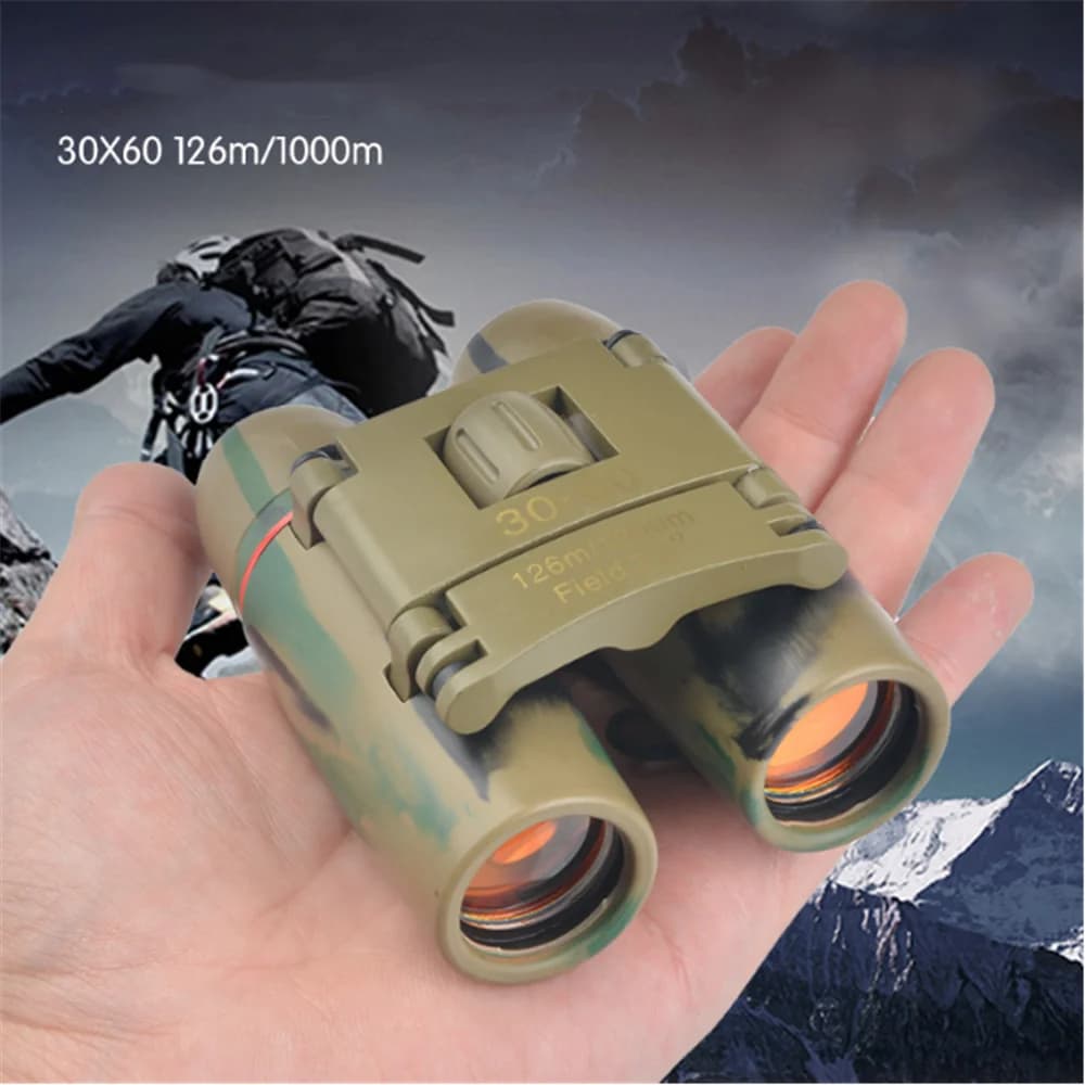 Telescopio Tascabile Compatto Sakura Camouflage 30x60mm con Pellicola Rossa, Doppio Cilindro, Visione Notturna a Basso Livello di Luce, Non a Infrarossi, BAK7 FMC