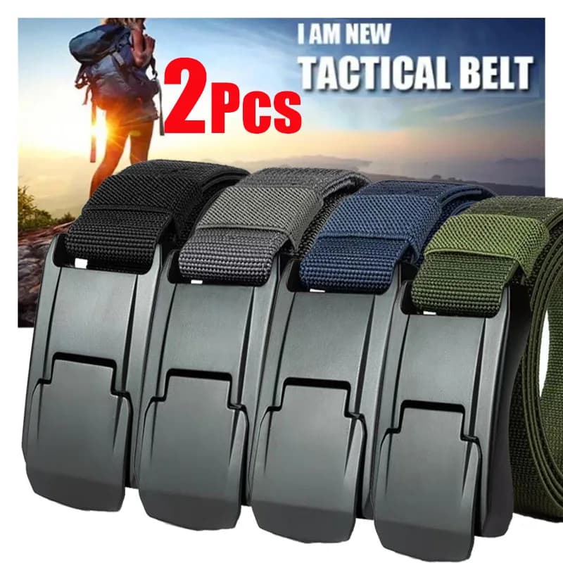 New Tactical Belt For Men Women Quick Release Nylon Canvas Casual Belt with Automatic Metal Buckle Outdoor Hunting Waist Belts
