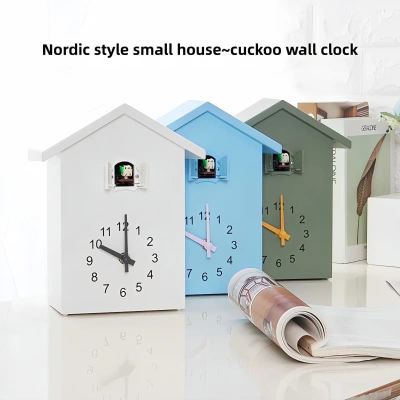 Orologio da parete per piccola casa in stile nordico, cuco da 10 pollici fuori dall'orologio da finestra ~ Rapporizzazione dell'ora accurata ~ Movimento a scansione silenzioso T60