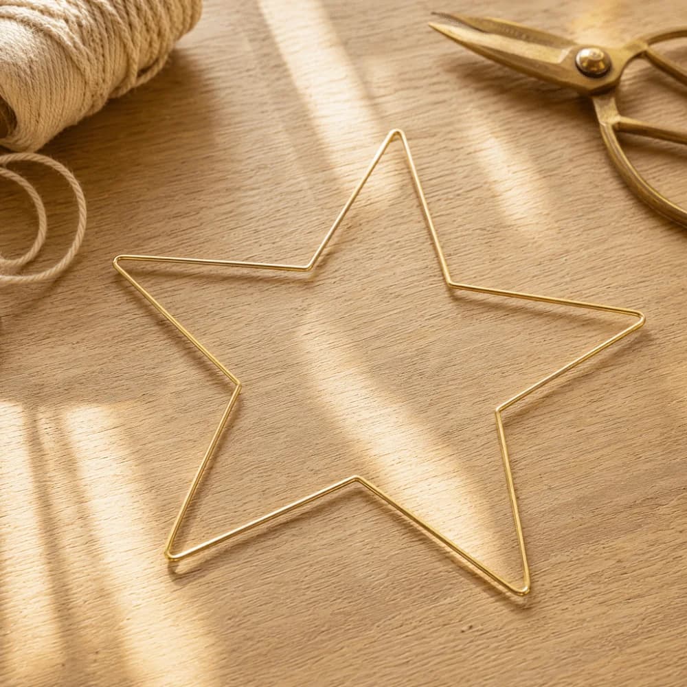 3pcs Metal Wire Star Wreath Frame Gold Color 11.81in Dreamcatcher Wall Hanging DIY Craft Supply 3mm Thickness