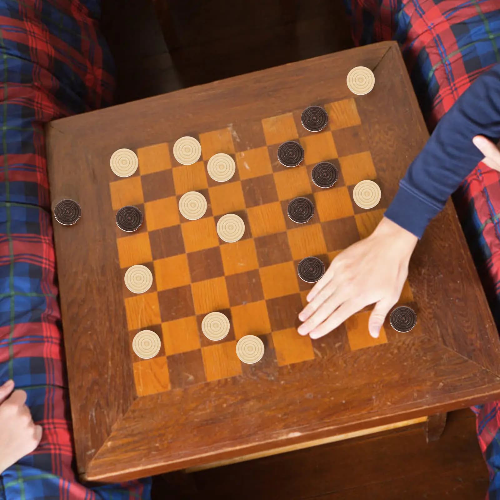 Set di 48 Pezzi in Legno per Dama e Backgammon, Accessori Rotondi Impilabili per Giochi da Tavolo