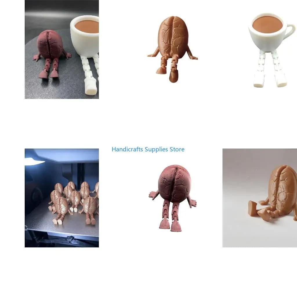 R1WA 3d Printed Coffee Bean/Cup Figurines 3D Printer Coffee Figures Fidgety Toy Gift