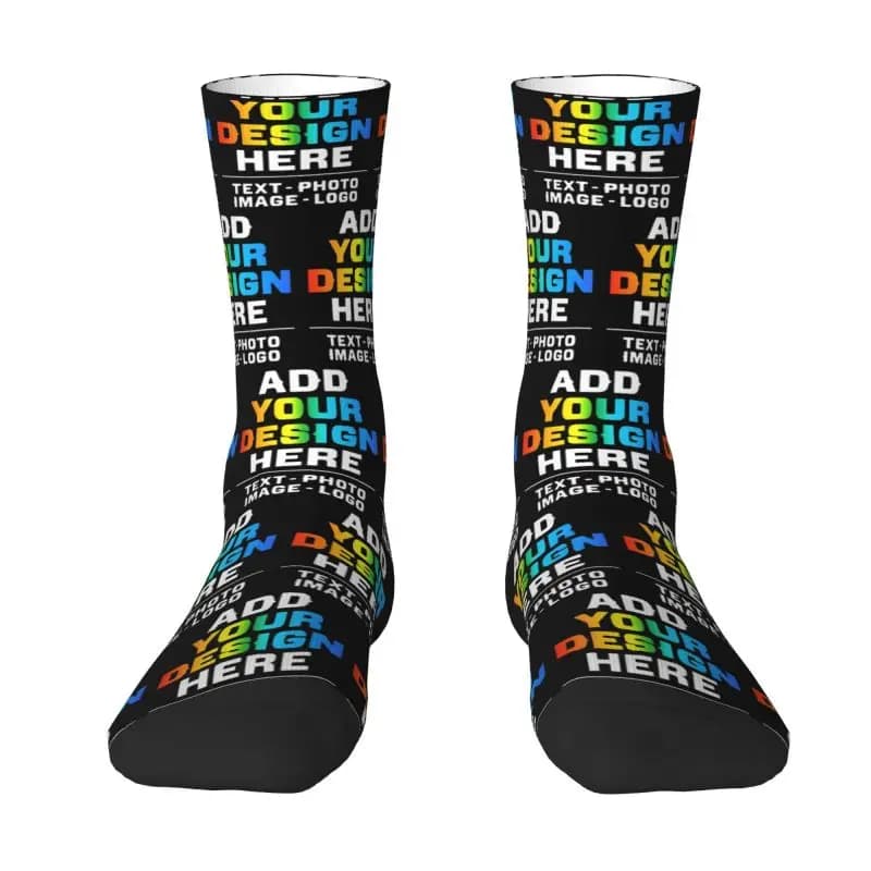 Personalized Custom Add Your Name Men's Crew Socks Unisex Fashion 3D Printing Customized Photo Logo or Text Dress Socks
