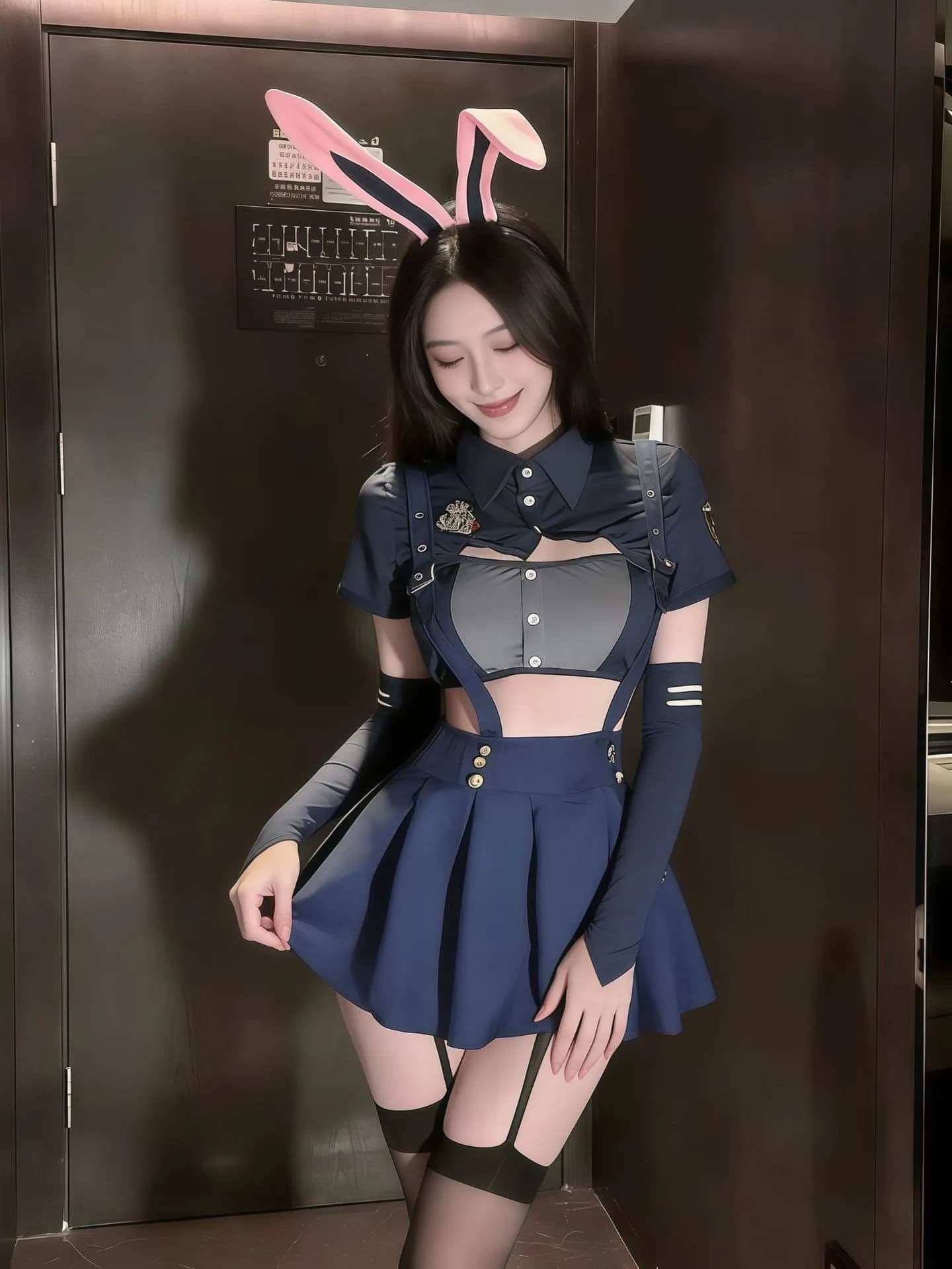 Costume da Coniglietta della Polizia per Donna, Set con Gonna Corta per Cosplay di Pasqua e Halloween, Abbigliamento da Lavoro Femminile