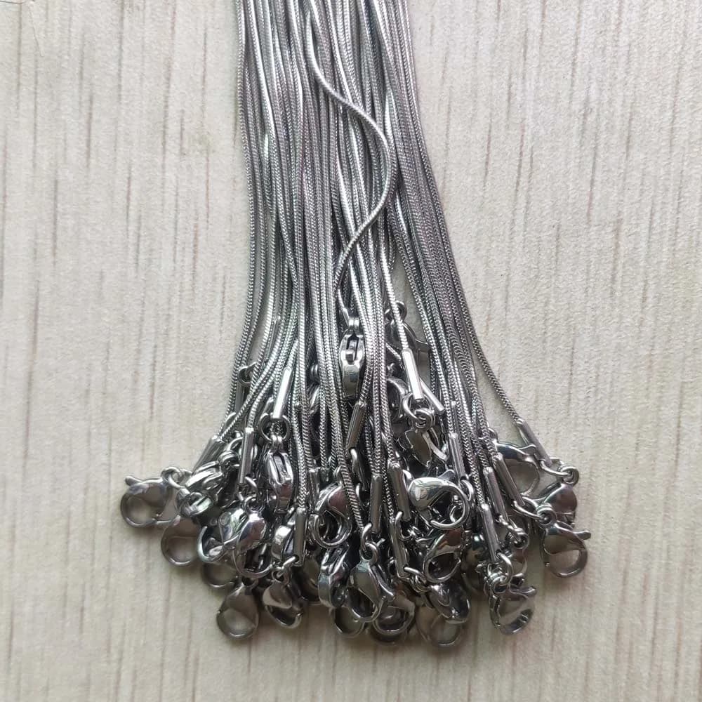 High Quality 0.9mm 1.2mm Stainless Steel Snake Chain Necklaces 45cm+5cm Lobster Clasp DIY Jewelry Accessories Wholesale 50pcs