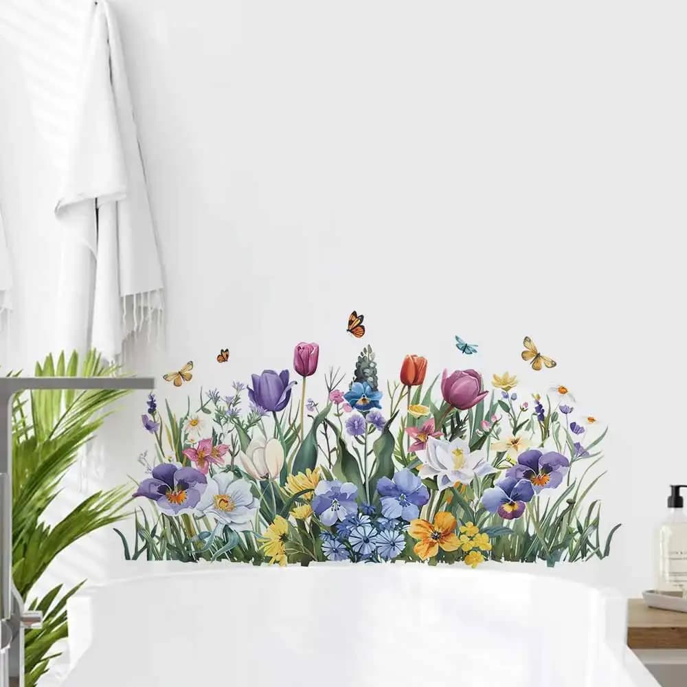 Adesivi per finestre a forma di tulipano e farfalla, decorazioni per la casa, adatti per porte, finestre, armadietti, decorazioni per il bagno AA398