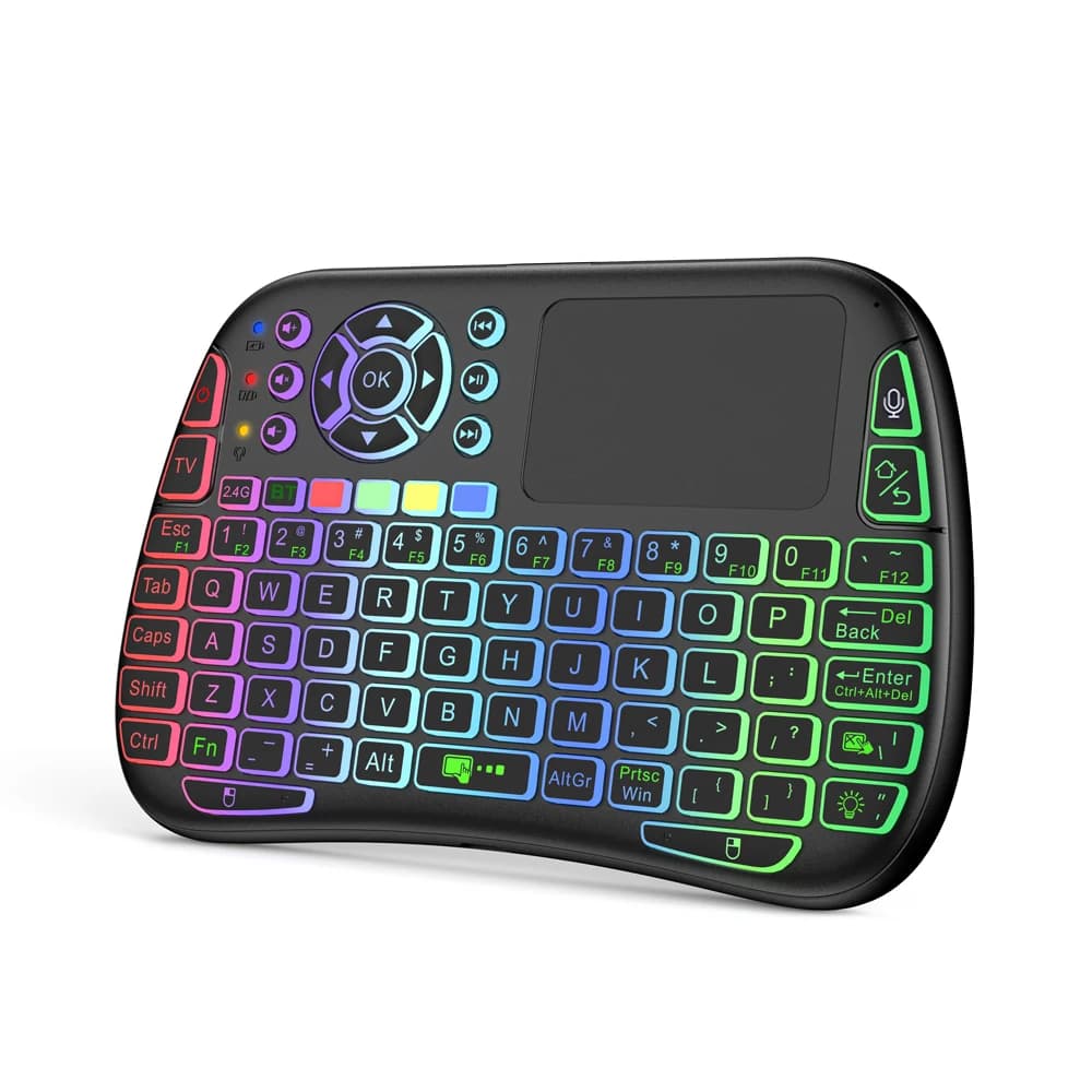 Mini tastiera wireless Bluetooth retroilluminata 2.4G USB Google Voice Aire Mouse remoto con batteria per proiettore PC Android TV Box