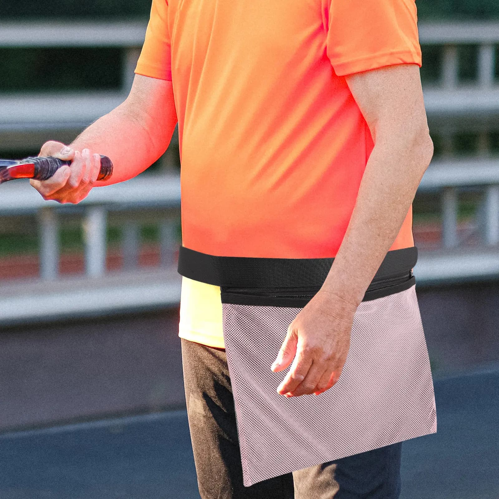 Tennis Ball Waist Bag Portable Tennis Ball Holder Durable Wear-Resistant Nylon Mesh Pouch for Golf Balls Baseballs Outdoor