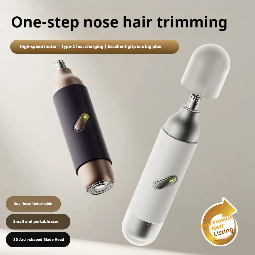 New Electric Haircuts for Men's Bear, Mini USB-C Rechargeable Portable, Double Lama Washable, for Naso and Barba, Ideal for Travel