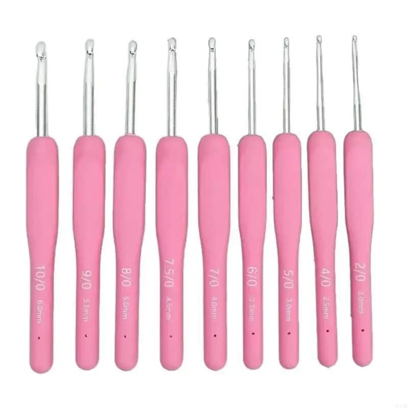 Uncinetto in silicone con impugnatura ergonomica da 9 pezzi con pennarello per maglieria ago con cruna per sciarpe F19E