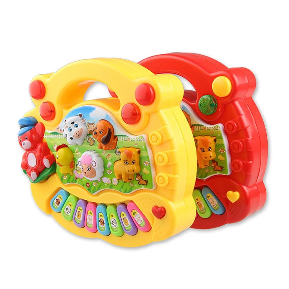Giocattolo musicale per bambini con suono animale Tastiera per pianoforte per bambini Strumento musicale elettrico lampeggiante Giocattoli educativi precoci per bambini