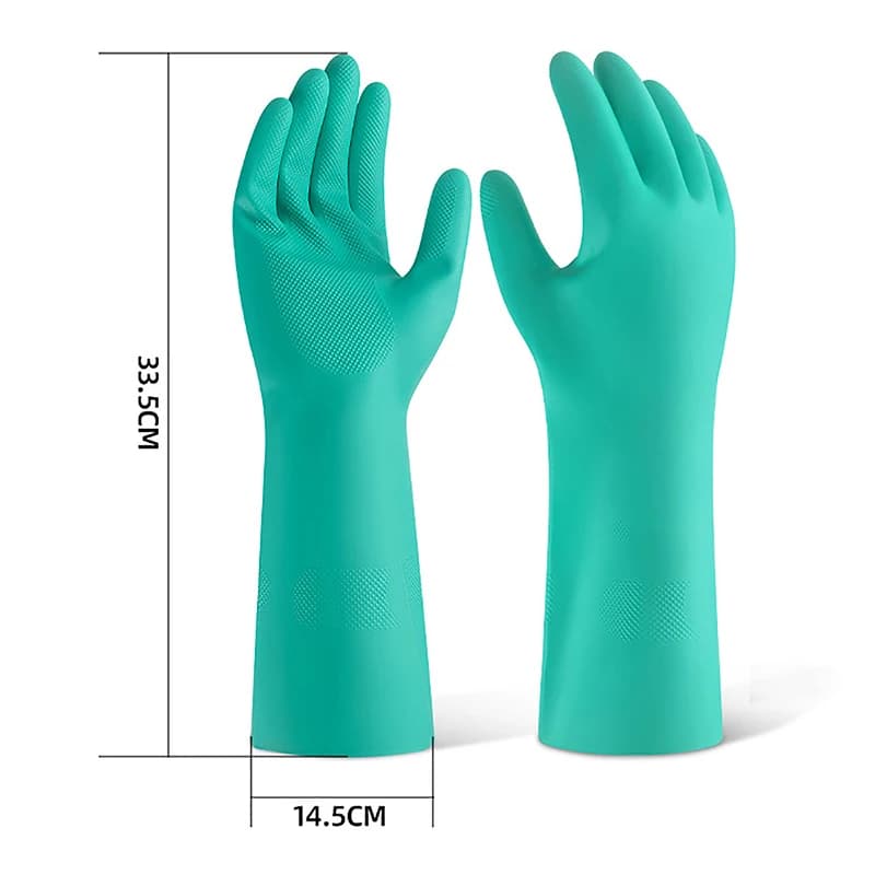 1 paio di guanti spessi in nitrile - Guanti a manica lunga impermeabili e resistenti agli acidi chimici per giardinaggio, pittura chimica, senza lattice
