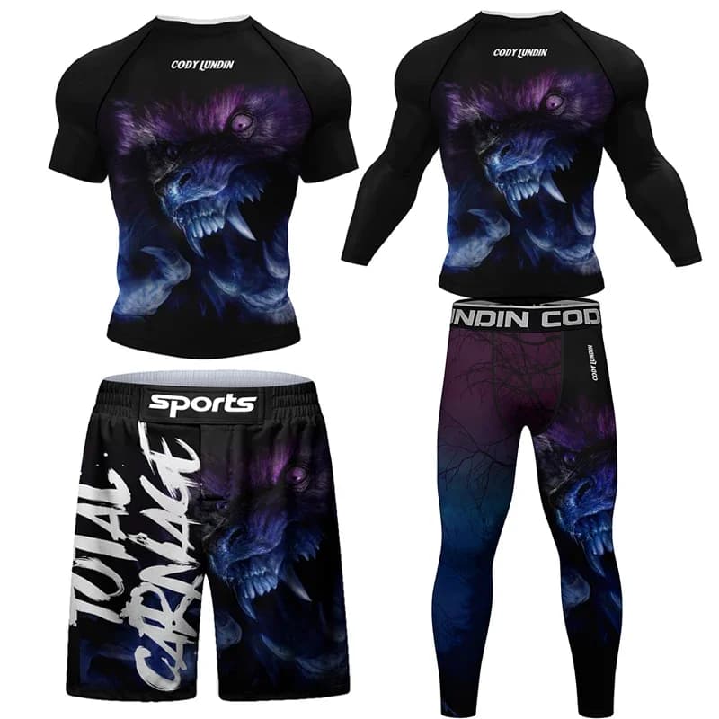 Nuovi Uomini MMA T-shirt + Pant Boxe Muay Thai Pantaloncini Rashguard kickboxing Set Boxeo Palestra Tute Sportive Maglie Jiu Jitsu Bjj T-shirt