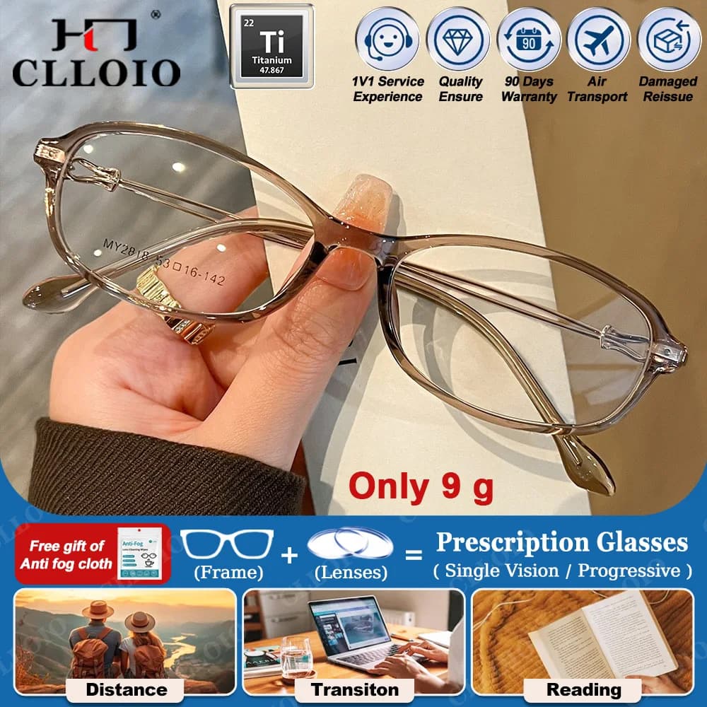 CLLOIO Occhiali da vista ottici da donna leggeri con montatura piccola Occhiali da lettura progressivi fotocromatici per miopia alla moda