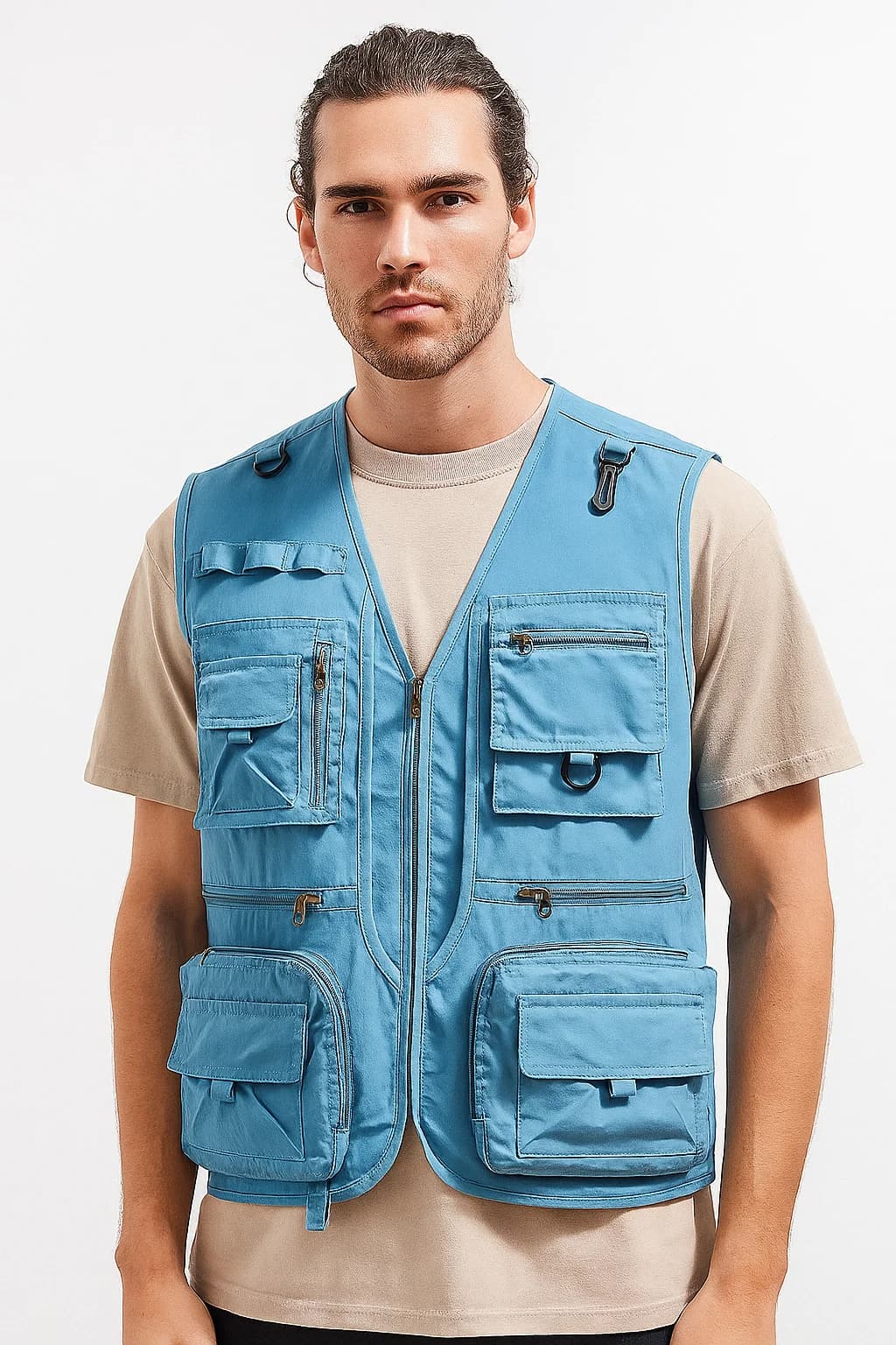 Gilet tattico stile coreano da uomo 14 tasche Maglia estiva Cargo senza maniche 7XL Escursionismo Pesca Fotografo Gilet Strumento Gilet