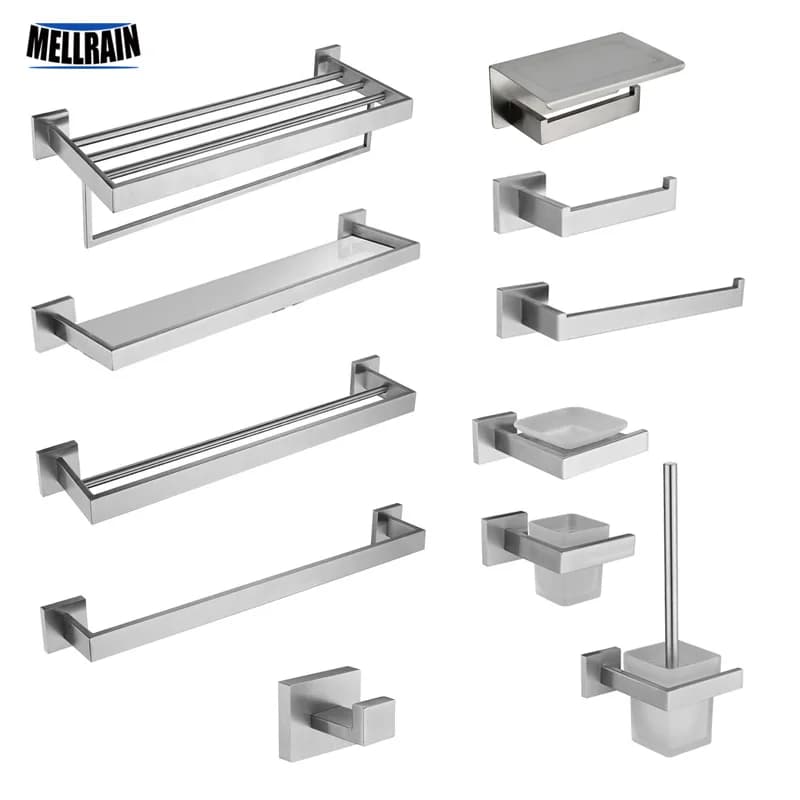 Accessori per il bagno in acciaio inossidabile portasciugamani in nichel spazzolato porta carta igienica gancio per portasciugamani Hardware per wc