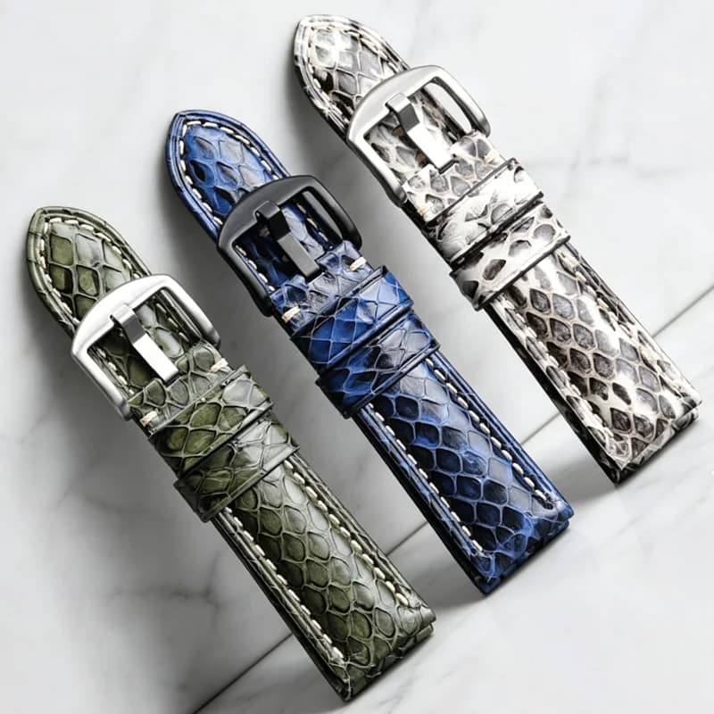 For Panerai Watch Strap PAM111 441 Handmade Thick Snakeskin Leather Watchband Men Bracelet Camouflage Vintage Style 20mm 22 24mm