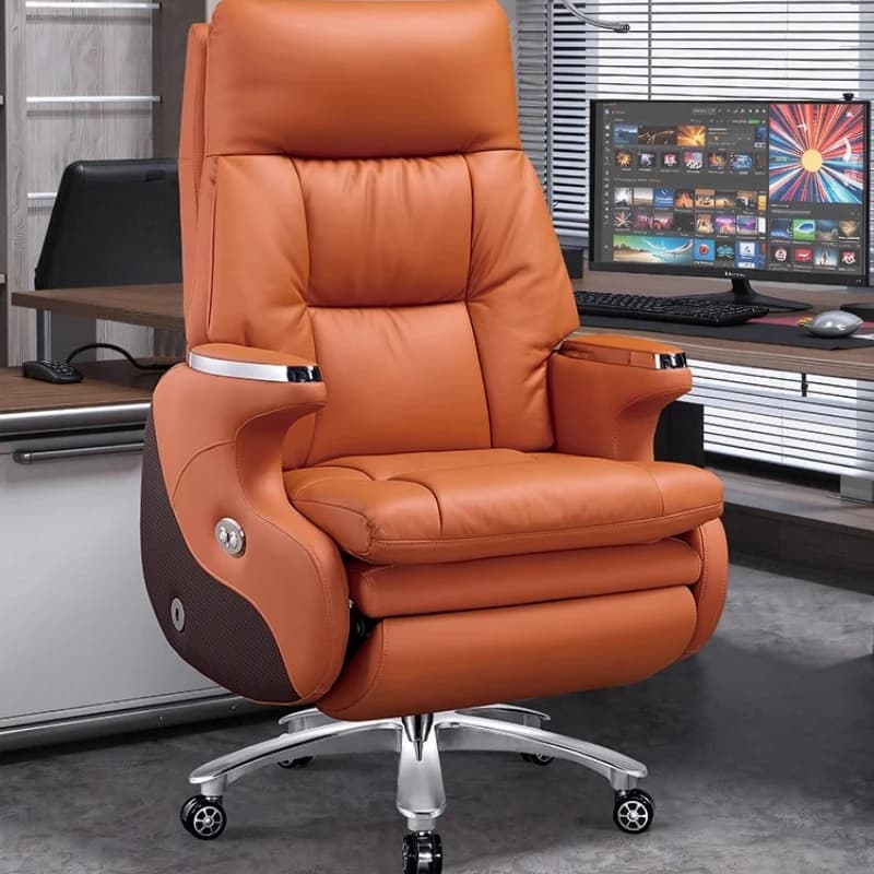 Sedia da Ufficio Moderna con Massaggio Elettrico, Poltrona Direzionale Ergonomica di Lusso con Poggiapiedi, Comoda Sedia da Capo, Arredamento per Ufficio