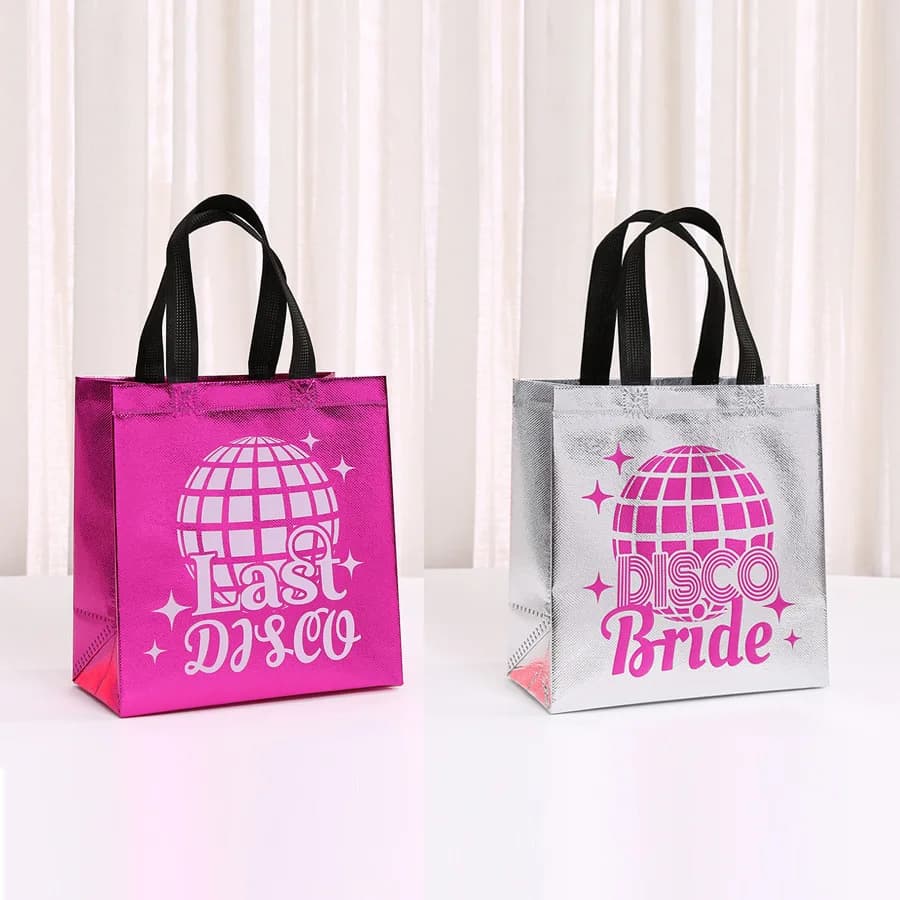 4 pezzi laser ultimo disco regalo sacchetto di imballaggio non tessuto discoteca sposa shopping tote bag per ragazza matrimonio addio al nubilato addio al nubilato addio al nubilato
