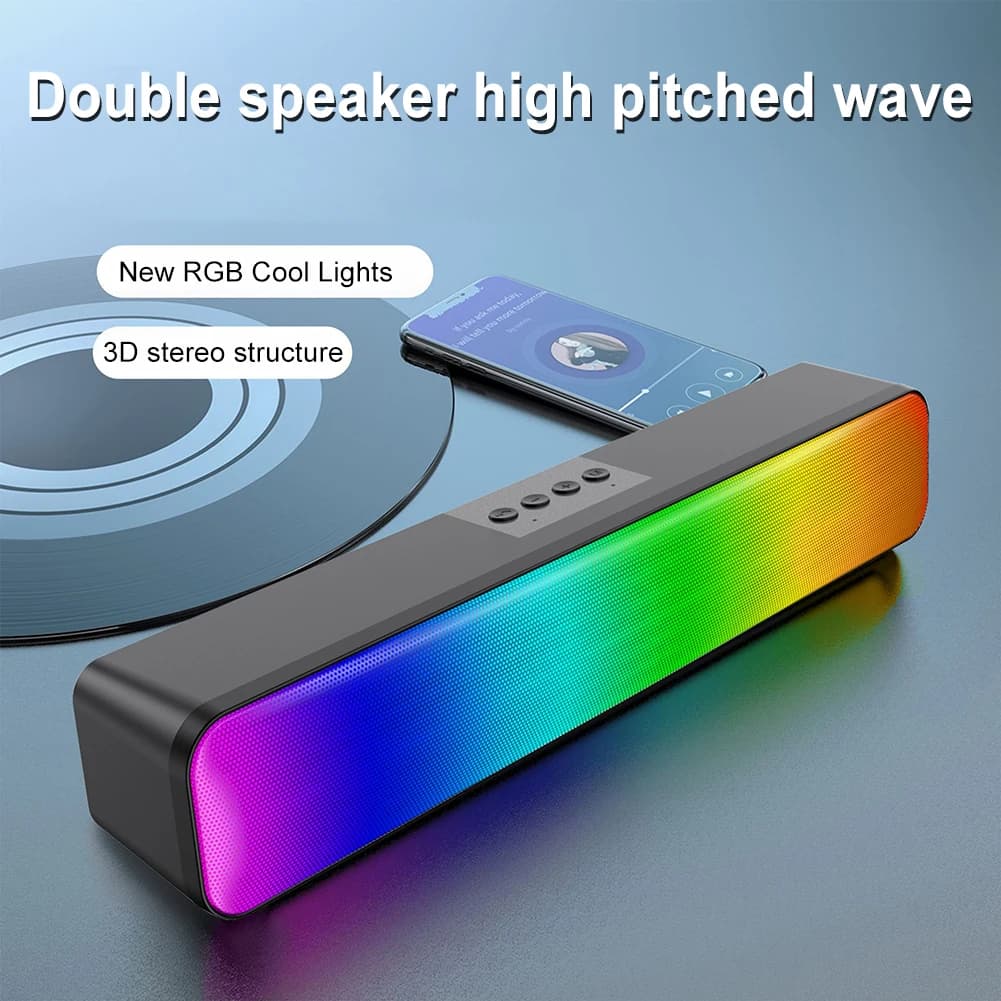Altoparlante RGB wireless compatibile con Bluetooth, soundbar stereo 3D con subwoofer, doppio altoparlante ad alto volume per PC e laptop