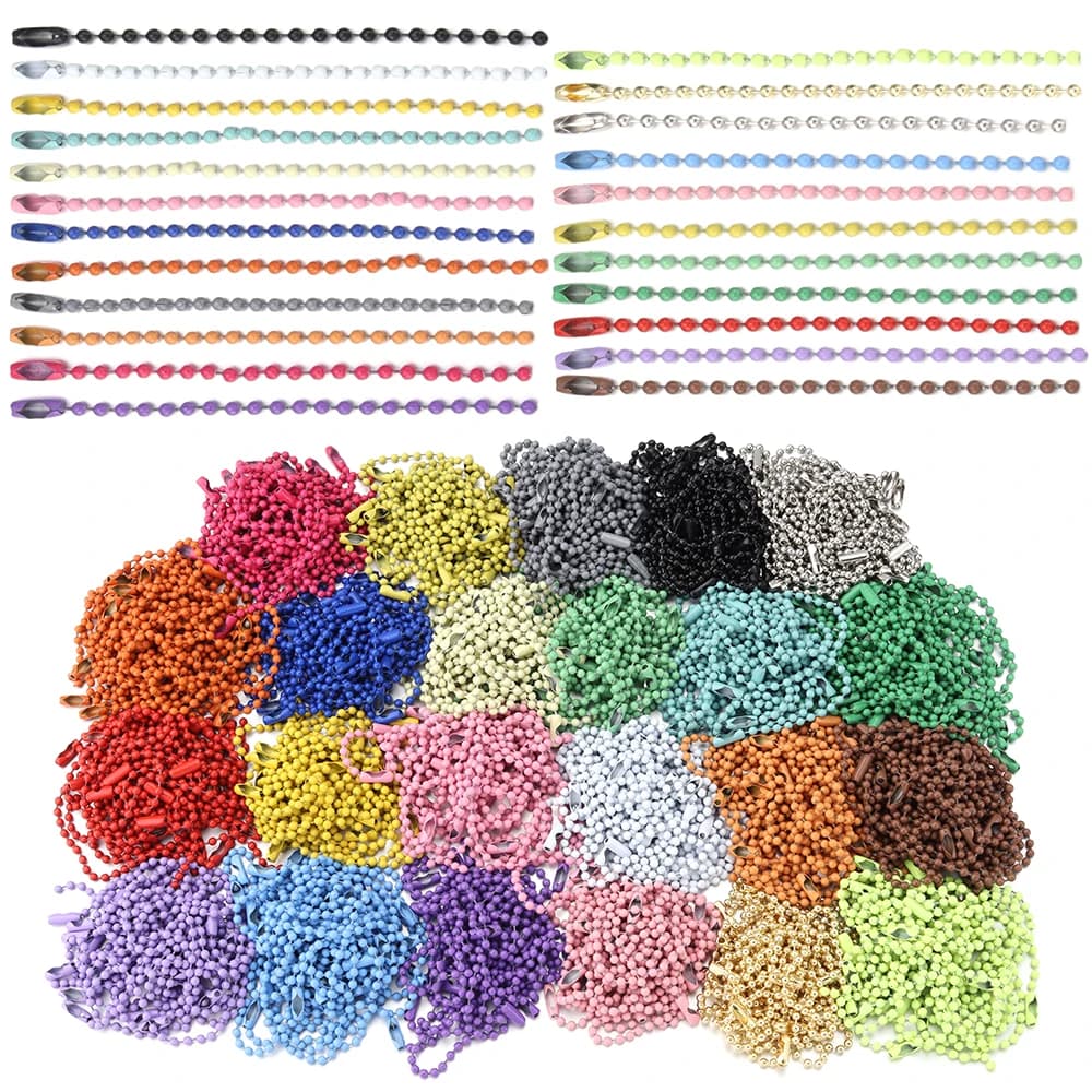 100Pcs/lot 10/12cm Iron Spray Paint Chain Colorful Ball Bead Connection Chain for Keychain Pendant Tag Chain Toy Hanging Chain