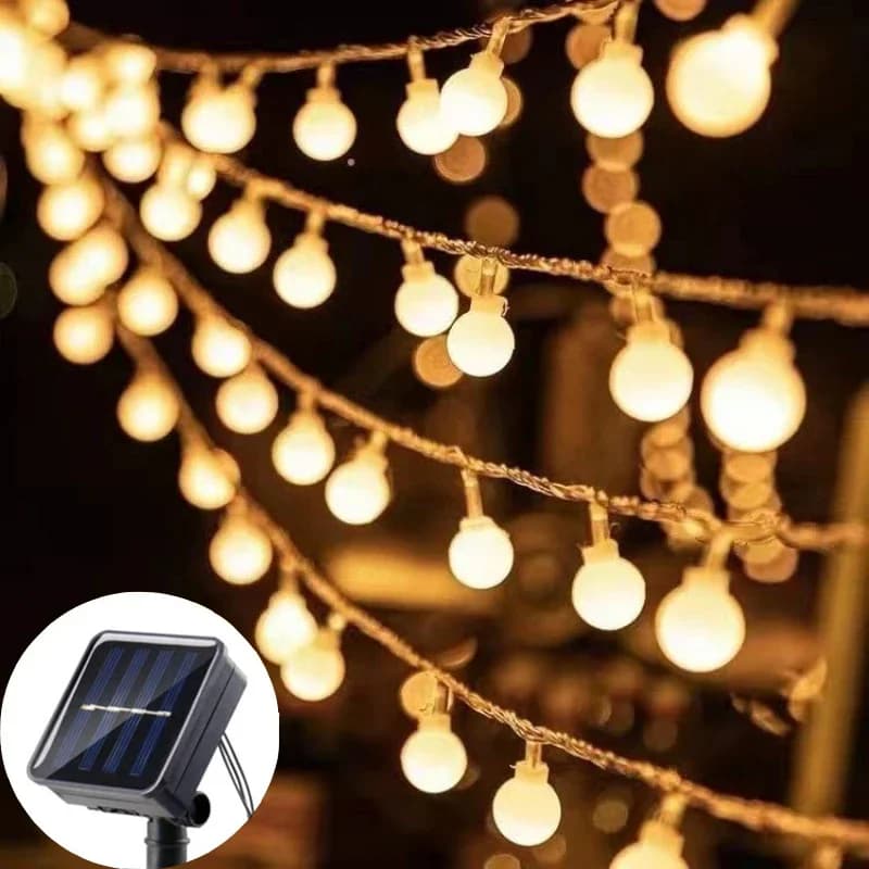 100LED Palla Ghirlanda Lucine Stringa Lampada da esterno Luci natalizie Decorazione per feste Luce solare Natale all'aperto