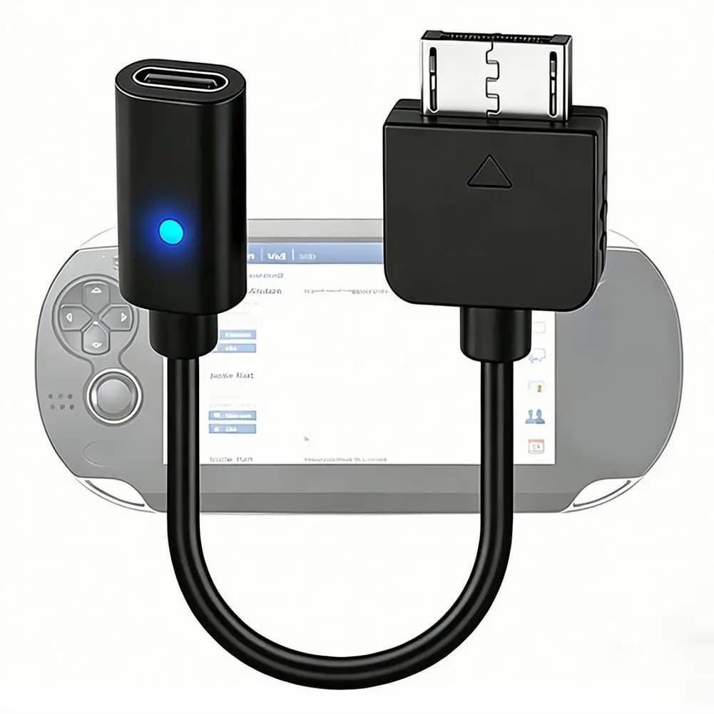 Cavo USB C di ricambio per controller PlayStation Vita 1000, adattatore di ricarica Type-C con LED, cavo convertitore per console PS Vita 1000, alimentazione Wi-Fi