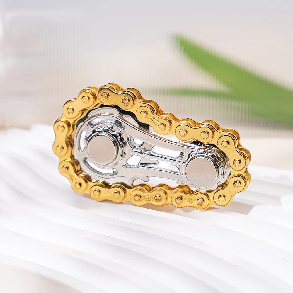 Giocattolo Fidget Spinner con ruota a catena, giroscopio da dito in metallo, attrezzatura per bicicletta sensoriale, sollievo dall'ansia edc, regalo di compleanno per ufficio da scrivania
