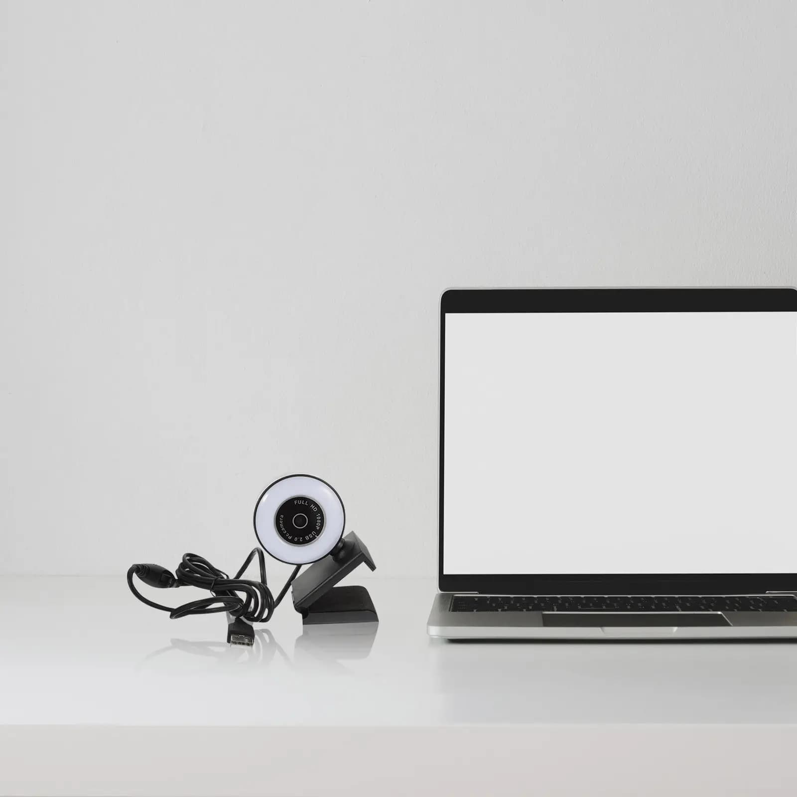 Telecamera per Computer 1080P con Luce Supplementare Fissa, Microfono con Cancellazione del Rumore, Connessione USB per Streaming Live